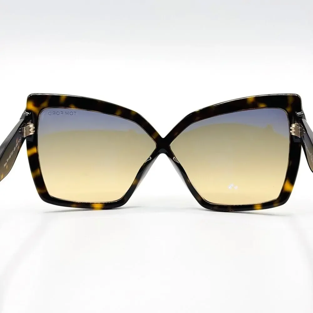 Tom Ford Sunglasses Fiore TF1195 52B Havana Frame Gradient Brown Lens 63-6-140